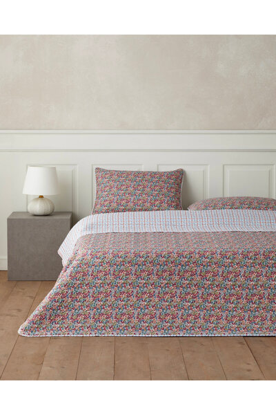 English Home Cherry Plaid Çift Kişilik Yatak Örtüsü Takımı 200x220 cm Fuşya