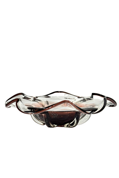 Lara Decor Mürdüm Cam Kıvrım Tabak