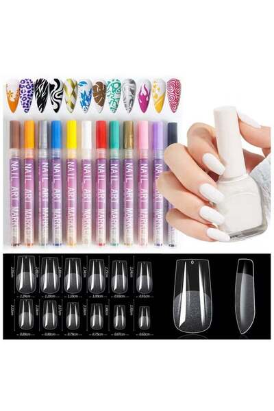 Arabest 12 Colors Nail Art Pens Set, for 3D Nail Art, Drawing Painting Liner ...
