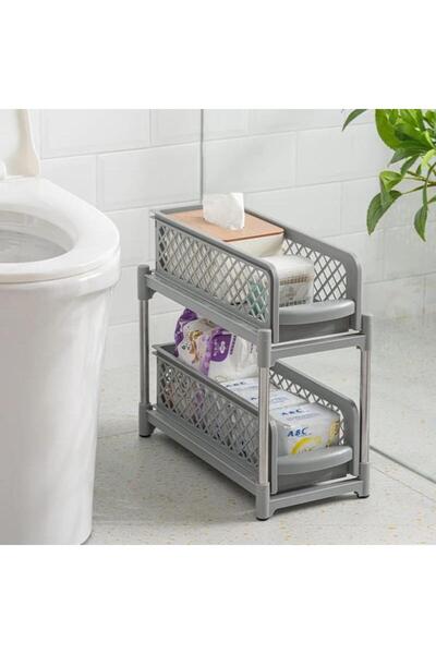 OEM 2-Tier Mobile Organizer with Wheels, White – Multifunctional Plastic Stor...