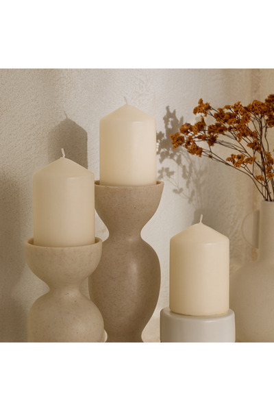 Home Box مجموعة شموع لونا العمودية غير المعطرة المكونة من 3 قطع