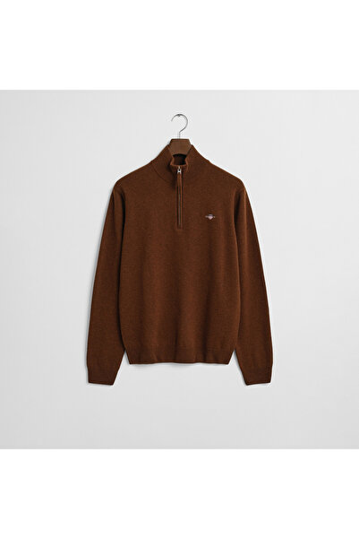 Gant Erkek Kahverengi Regular Fit Yarım Fermuarlı Yün Kazak