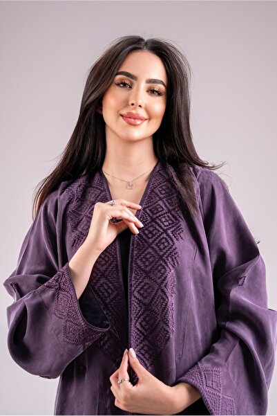 Moon Japanese Silk abaya - mauve color, bisht style