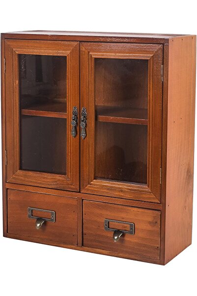 Arabest Rustic Vintage Mini Pine Counter Top Cabinet - 12" L x 4.7" W x 14" H...