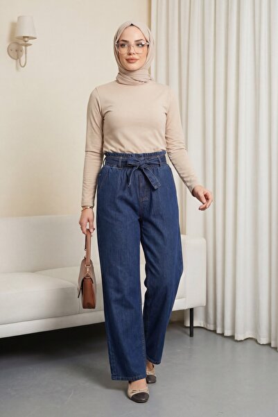 Modamorfo Blugi cu centură elastică în talie cu buzunare - nuanță