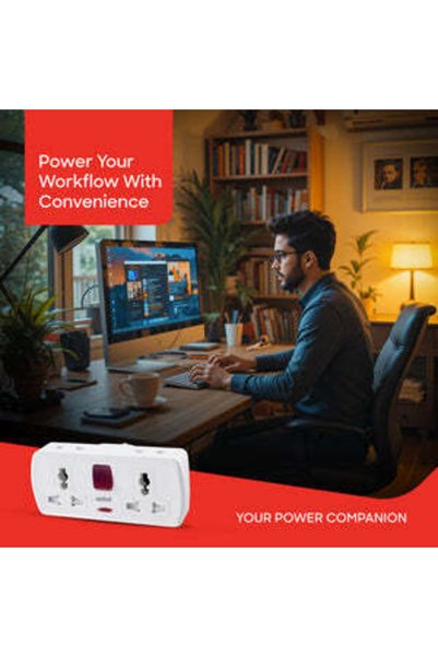 Sanford Universal 2-Way Socket Adapter with 13 A Capacity and Surge Protection