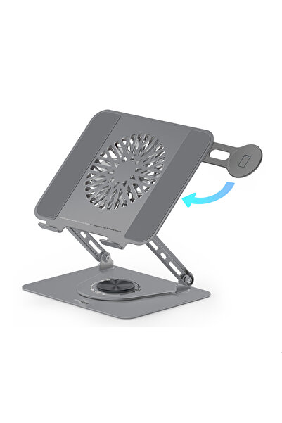 Promate حامل كمبيوتر محمول متعدد المستويات مزود بمروحة يحافظ على البرودة ، وح...