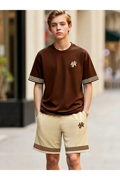 Take Two By Styli Men Printed Trim T-Shirt and Shorts Co-Ords