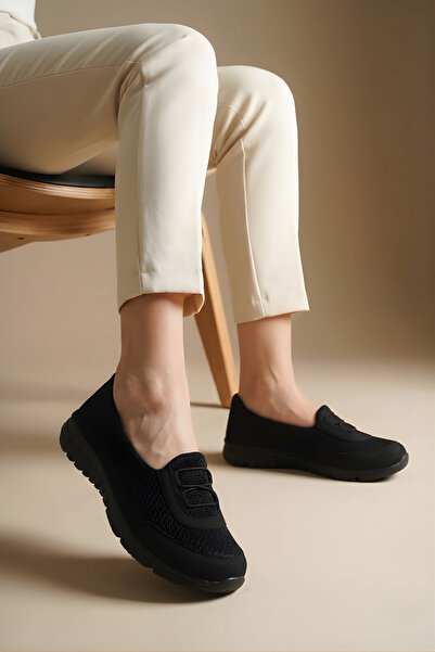 Suvindo Kadın Siyah Rahat Hafif Ortopedik Poli Taban Günlük Anne Ayakkabısı B...