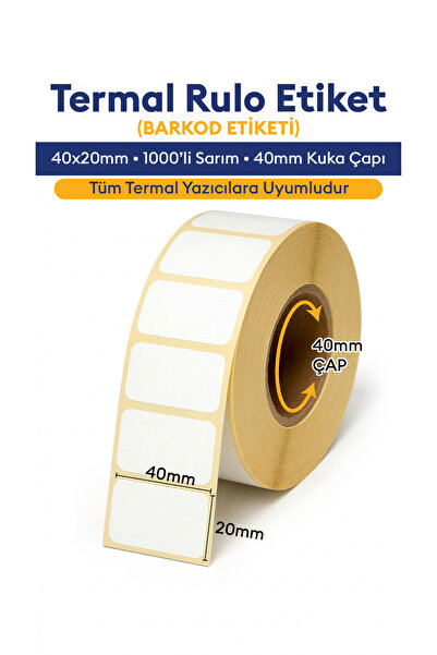 Etiketin Ambalaj 40x20 mm Termal Barkod Etiketi Eko Termal Ürün, Fiyat & Stok...