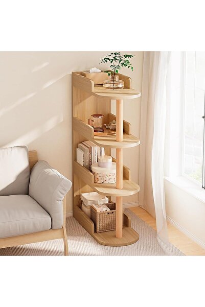 Arabest 4-Tier Wooden Corner Bookshelf, Free-Standing Display Organizer Rack,...