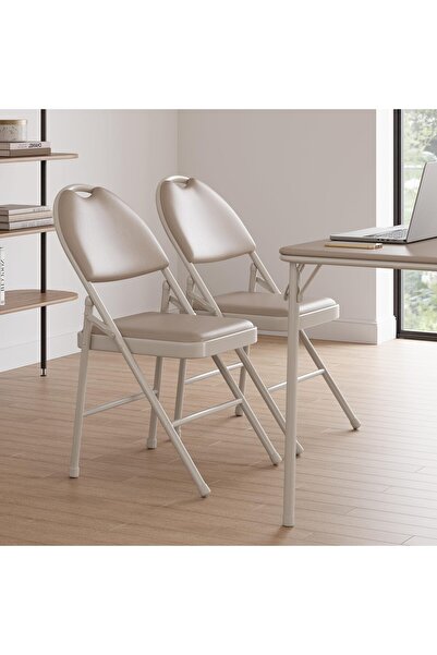 Garvee Folding Chairs,Padded Foldable Chair with PU Leather Cushion and Back,...