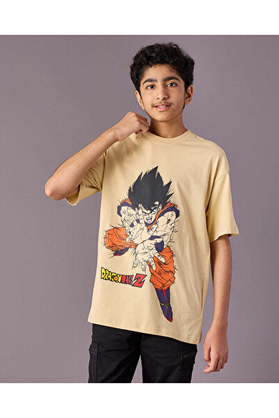 REDTAG Senior Boys Beige Dragon Ball Z T-Shirt