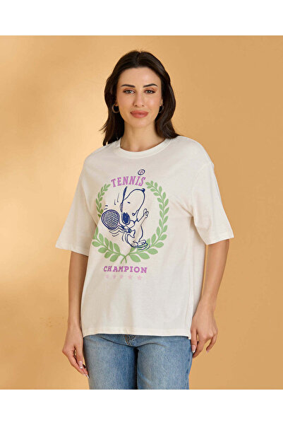 REDTAG Women White Printed T-Shirt