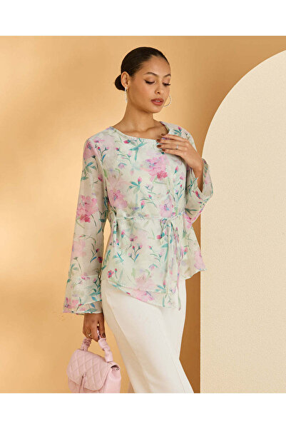 REDTAG بلوزة نسائية مطبوع متعددة الألوان مكشكش