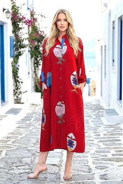 Generic Brand Red Fish Shirt Dress