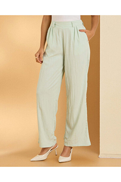 REDTAG Women Mint Plain Casual Trousers