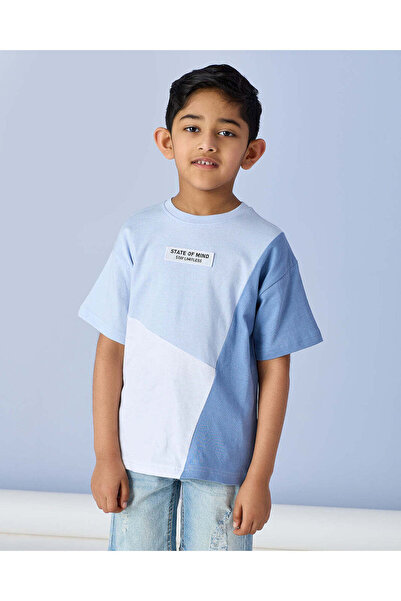 REDTAG تيشيرت أزرق للأولاد، قص وخياطة