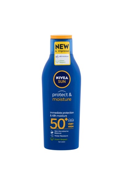 NIVEA Set of 2 x Sun Protect & Moisture Moisturizing Lotion, SPF 50+, 200 ml