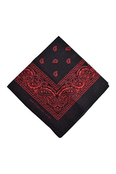 Generic وشاح مربع بطبعة كلاسيكية أسود/أحمر