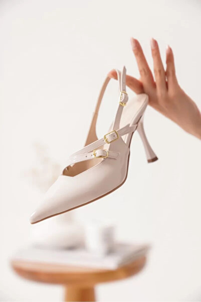 Belinora Women's Beige Patent Leather Heeled Shoes Tr08Ms39B