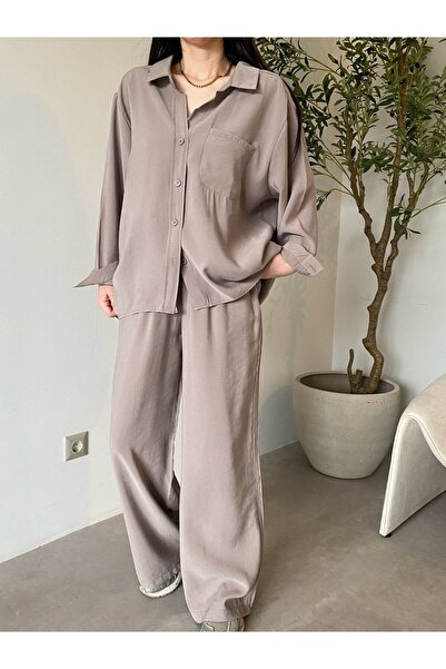 Bade Butik Beige Shirt Pants Set