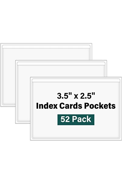 Arabest 52 index card bags with openings at the top for sorting, library card...