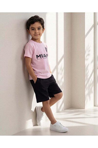 REDTAG Boys Pink 2 Piece T-Shirt With Shorts Set
