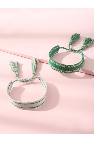 Take Two By Styli Pack of 2 - Green Woven Friendship Bracelets
