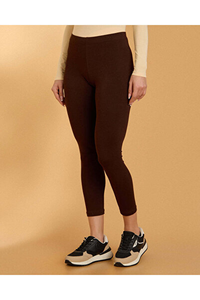 REDTAG Women Brown Plain Leggings