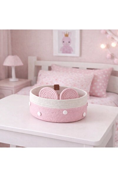 Berçak Home Decorative Organizer Basket Handmade Knitted Basket Large Size Ba...