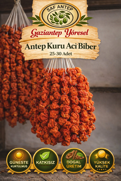 safantep Saf Antep Aci Biber Kurutmalik 25 30 Adet Güneşte Kurutulmuş