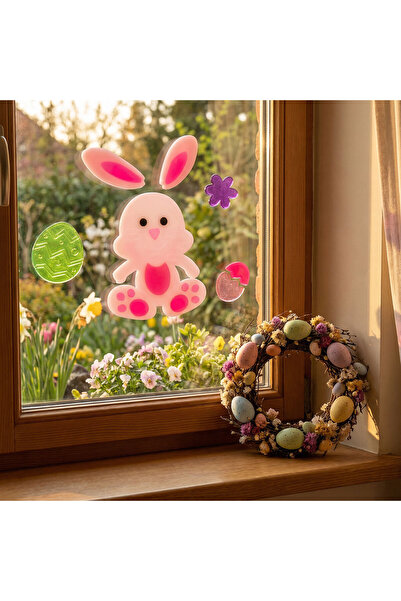 OEM Easter decoration - sticker - with bunny - 19 x 19 cm