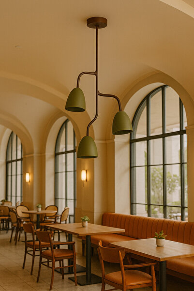 Longing Oliva Trio Sarkıt Lamba-Avize - Modern Endüstriyel Mufak Hol Cafe Sal...