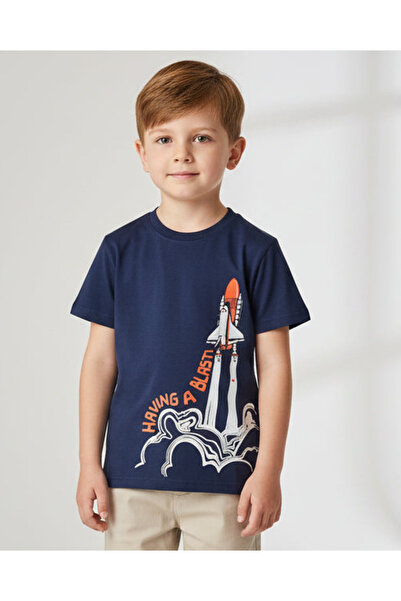 REDTAG تيشيرت للأولاد برسومات صاروخ بحري