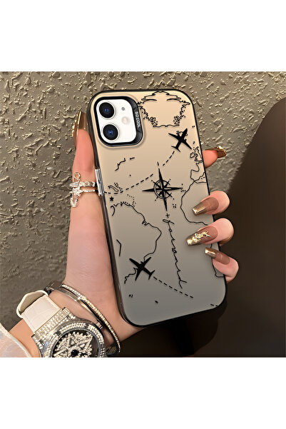 SLIMFELT iPhone 12 Mini Uyumlu Zarif Harita Desenli Kılıf, Düşmeye Dayanıklı ...