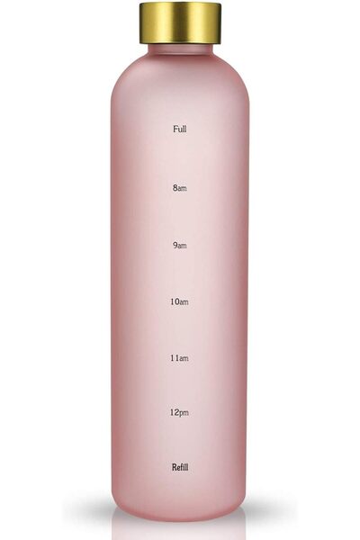 BPA Silk Route Water Bottle with Time Marker, 32oz 1 Liter, Free Frosted Plas...