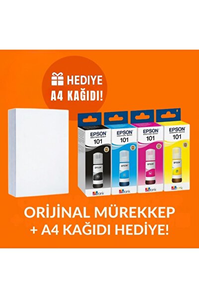 EPSON 101 Ecotank L14150 Orjinal Mürekkep kartuş Takımı Bk127ml. Cym 70ml.