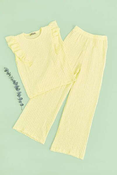 Fulla Moda Textured Girl's 2-Piece Set with Ruffled Sleeves