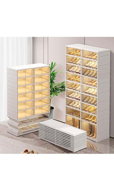Arabest 9-Tier Shoe Rack,Organizer for shoe 36Pairs,Plastic Shoe Shelf Collap...