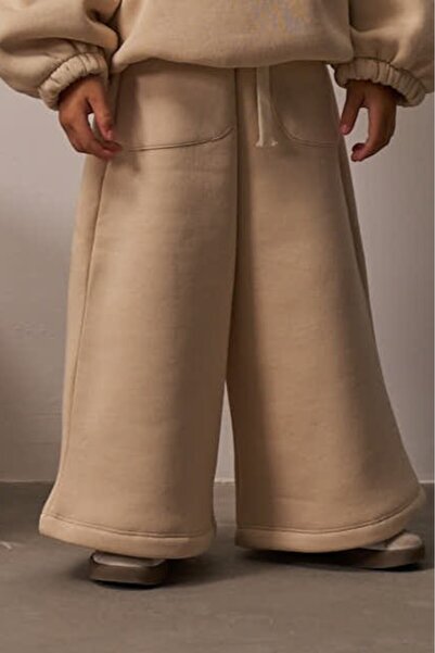 Oh La La Koala For Little Ones Beige Pocket Detail Wide Leg Sweatpants