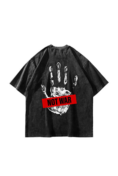 Sekizbiraltı Not War cu imprimeu supradimensionat Tricou negru lavabil unisex