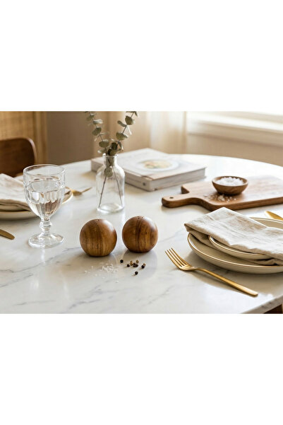 WOOF HOME Modern Acacia Ball-Shaped Salt and Pepper Shaker Set - Round Spice ...