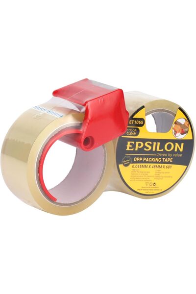 EPSİLON ET1188 OPP Packaging Tape Set with 2 Piece Dispenser, Clear