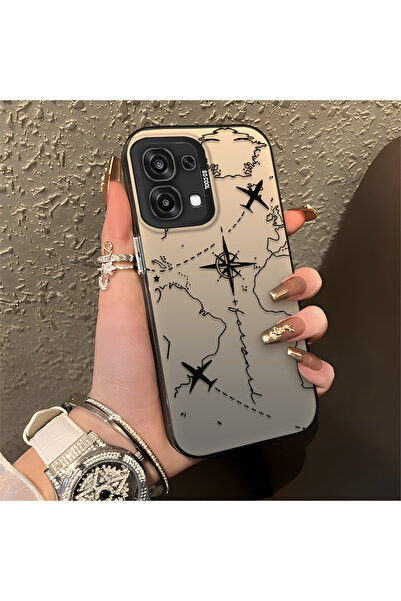 SLIMFELT Oppo A6 Pro 4G/5G Uyumlu Zarif Harita Desenli Kılıf, Düşmeye Dayanık...