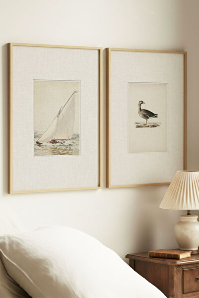 Zevahir Home 2 ΤΕΜΑΧΙΑ ΒΙΝΤΑΤΖ ΠΙΝΑΚΕΣ ΜΕ ΦΡΑΓΜΕΝΟ ΦΡΑΓΜΕΝΟ ΞΥΛΙΝΟ ΠΛΑΙΣΙΟ, Σ...