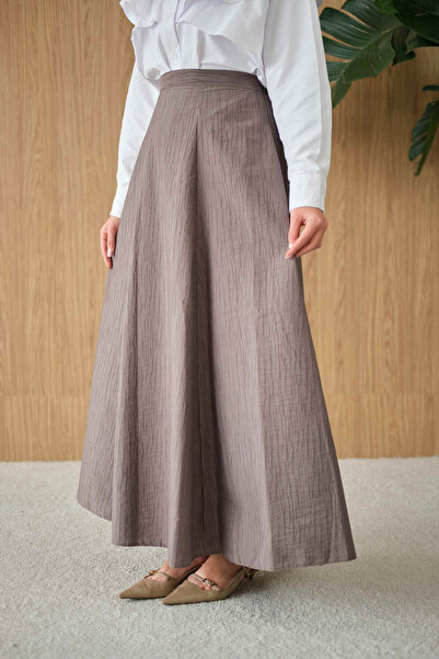 LOCCO Women's Side-Zip Closure Self-Patterned Skirt Mink