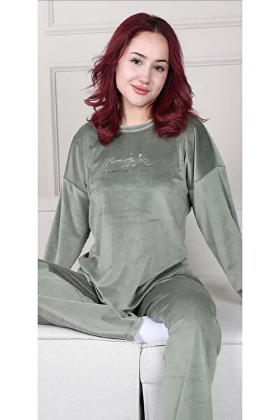 NİVENE Velvet Pajama Set Green