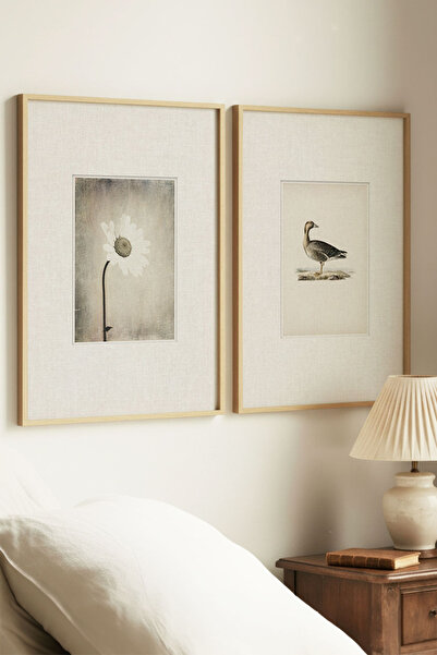 Zevahir Home 2 ΤΕΜΑΧΙΑ ΒΙΝΤΑΤΖ ΠΙΝΑΚΕΣ ΜΕ ΦΥΣΙΚΟ ΞΥΛΙΝΟ ΠΛΑΙΣΙΟ, ΛΕΥΚΑ ΛΟΥΛΟΥ...