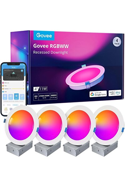 Generic Govee Smart LED Recessed Spotlight, 11 W, RGBWW Recessed Lights, Dimm...